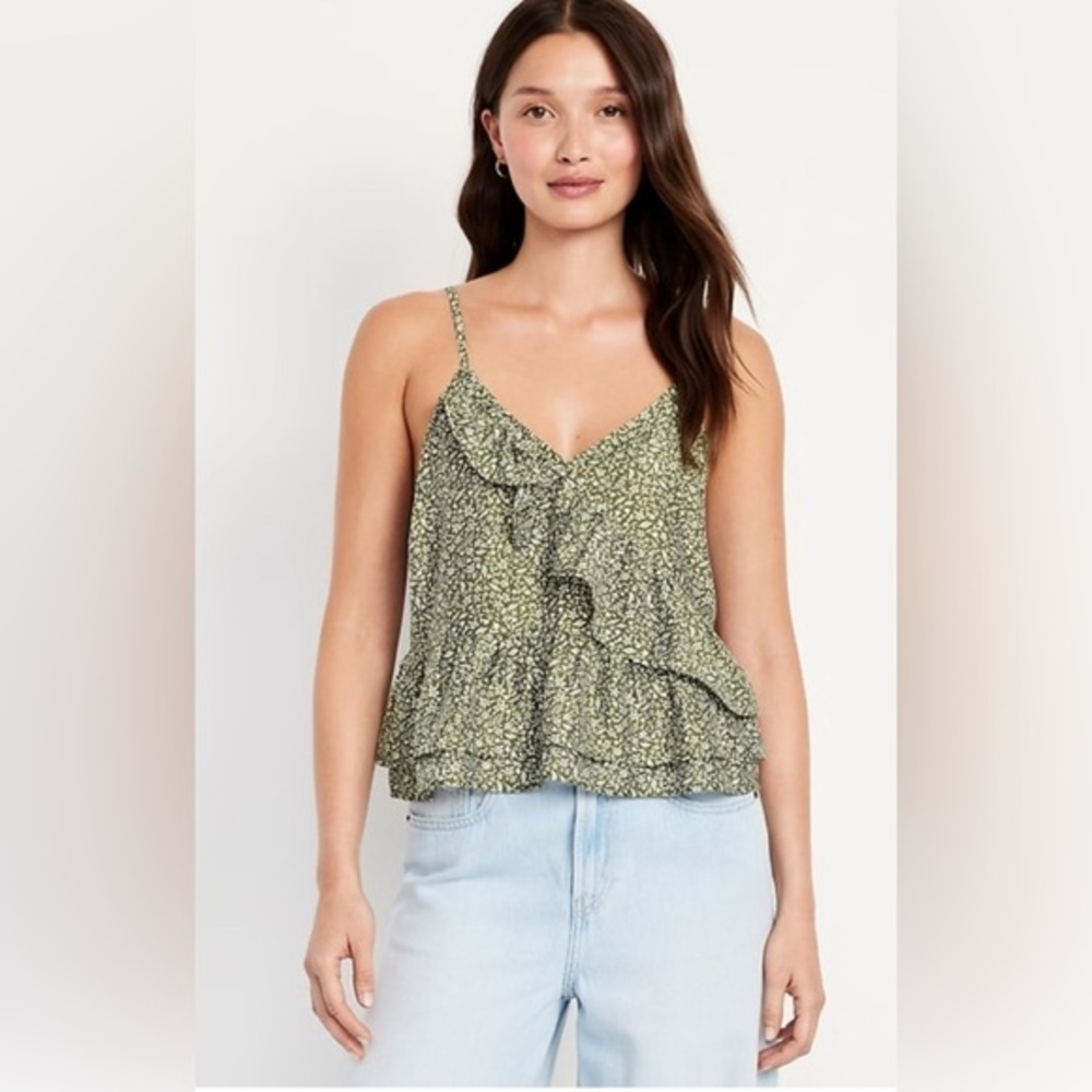 NEW…Floral Ruffle V-Neck Cami Top